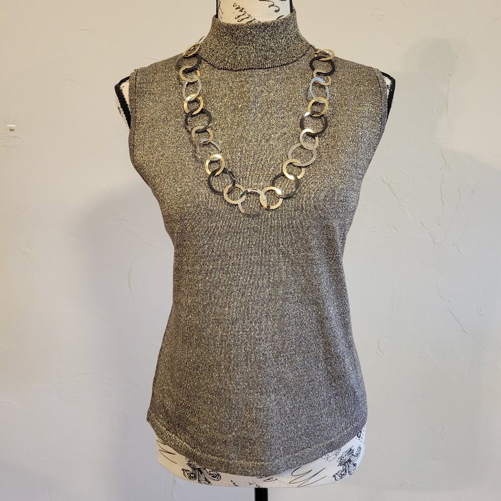 Sweaterworks shimmer tank, black and gold, Large